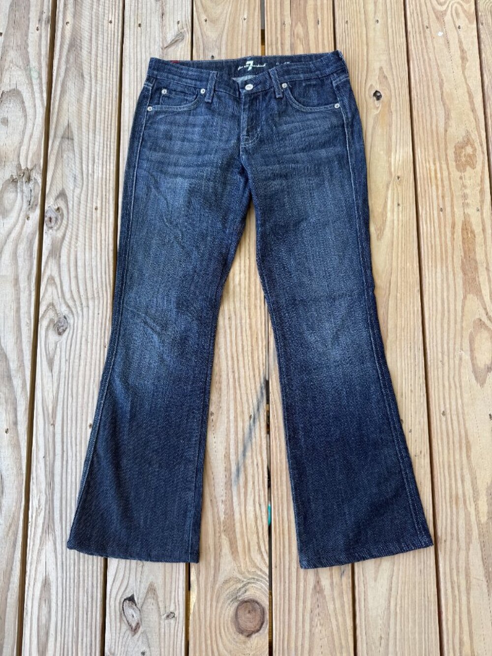 7 For All Mankind Jeans A Pocket Women's 28 Low Rise Dark Wash Flare Boot Cut